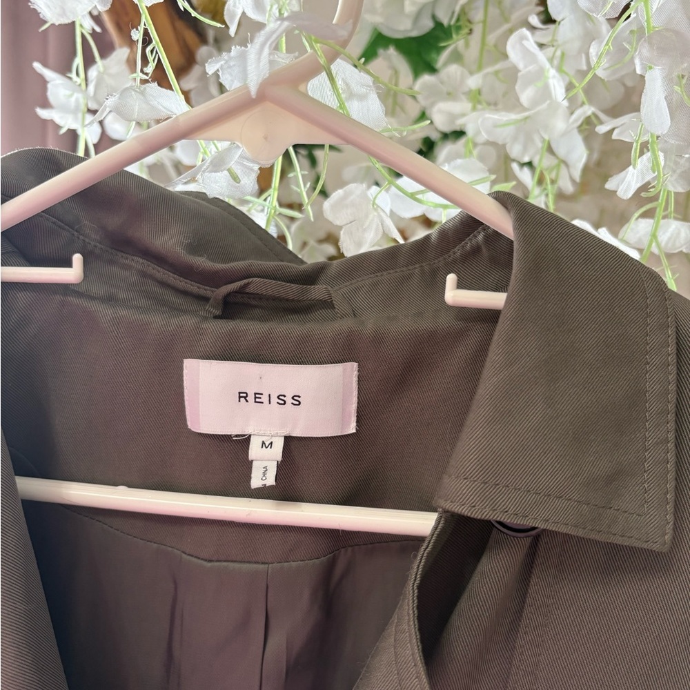 Reiss Olive Trench Coat Double-Breasted - Picture 3 of 7